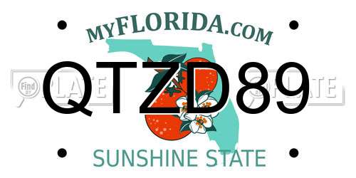 QTZD89 Florida License Plate