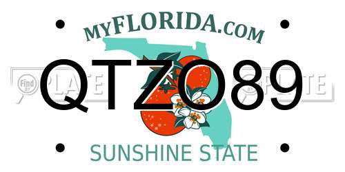 QTZO89 Florida License Plate