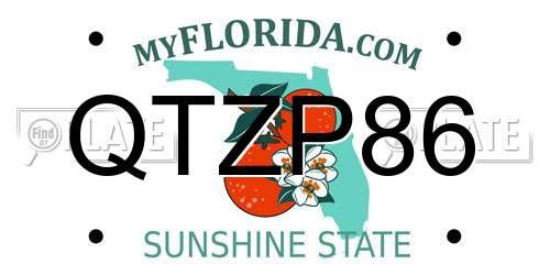 QTZP86 Florida License Plate