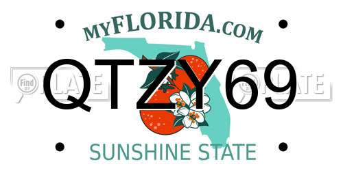 QTZY69 Florida License Plate