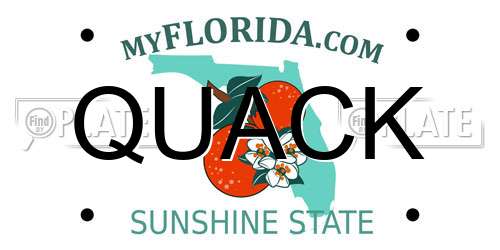QUACK Florida License Plate