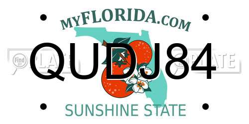 QUDJ84 Florida License Plate