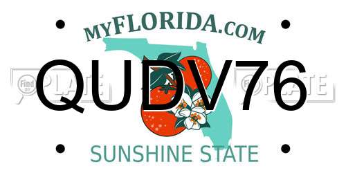 QUDV76 Florida License Plate