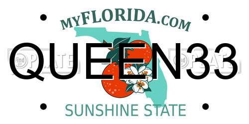 QUEEN33 Florida License Plate