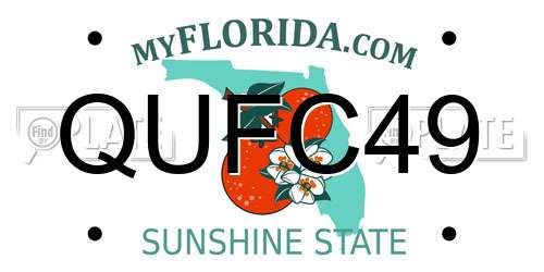 QUFC49 Florida License Plate