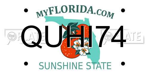 QUHI74 Florida License Plate