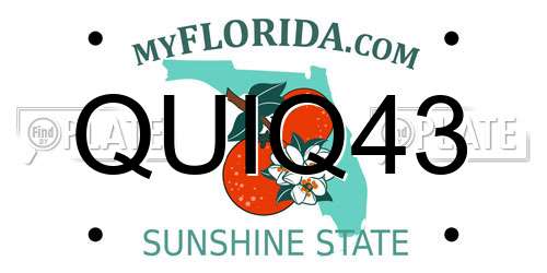 QUIQ43 Florida License Plate