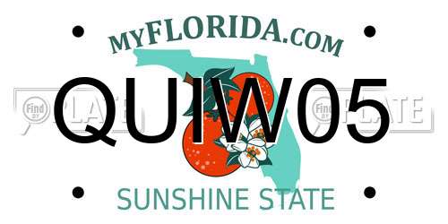 QUIW05 Florida License Plate