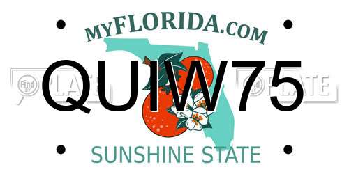 QUIW75 Florida License Plate