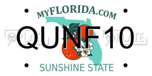 QUNF10 Florida License Plate