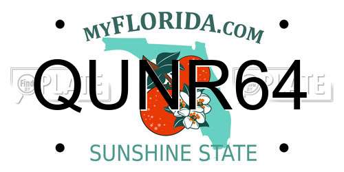 QUNR64 Florida License Plate