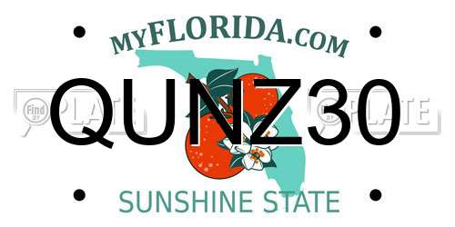 QUNZ30 Florida License Plate