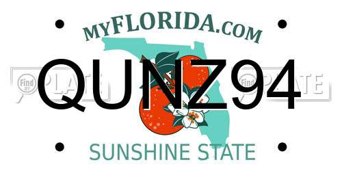 QUNZ94 Florida License Plate