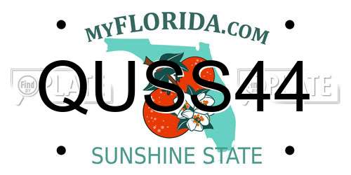 QUSS44 Florida License Plate