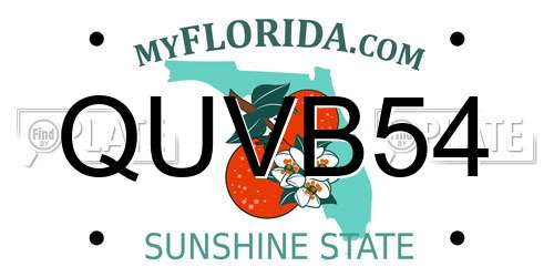 QUVB54 Florida License Plate