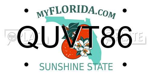QUVT86 Florida License Plate