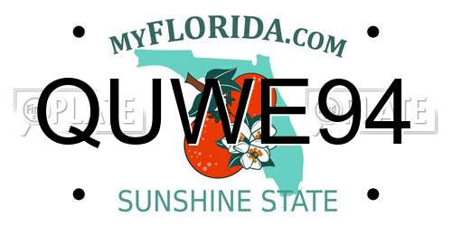 QUWE94 Florida License Plate