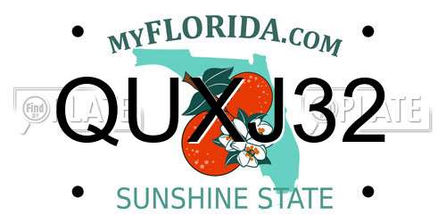 QUXJ32 Florida License Plate