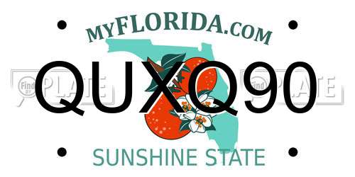 QUXQ90 Florida License Plate