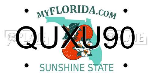 QUXU90 Florida License Plate