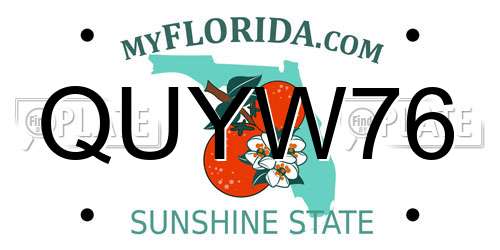 QUYW76 Florida License Plate
