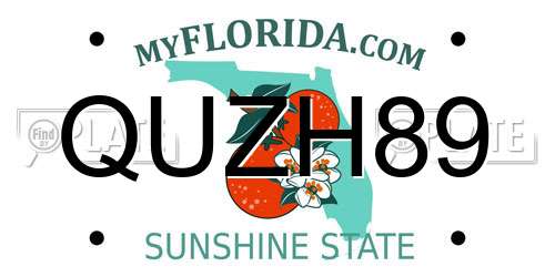 QUZH89 Florida License Plate