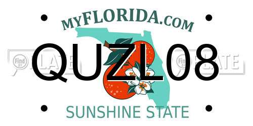 QUZL08 Florida License Plate