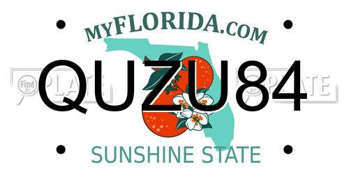 QUZU84 Florida License Plate