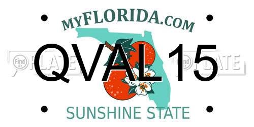 QVAL15 Florida License Plate