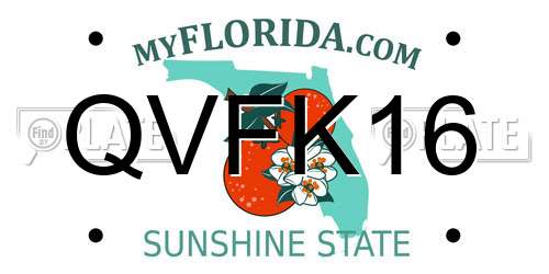 QVFK16 Florida License Plate