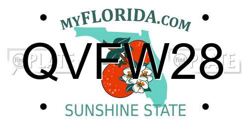 QVFW28 Florida License Plate