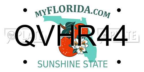 QVHR44 Florida License Plate