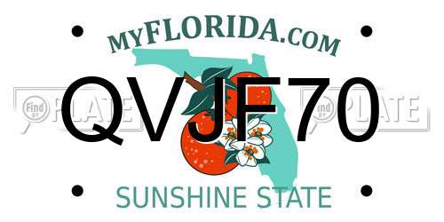 QVJF70 Florida License Plate