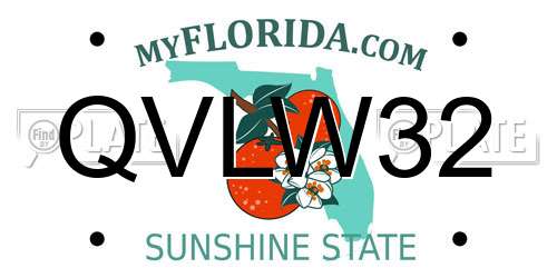 QVLW32 Florida License Plate