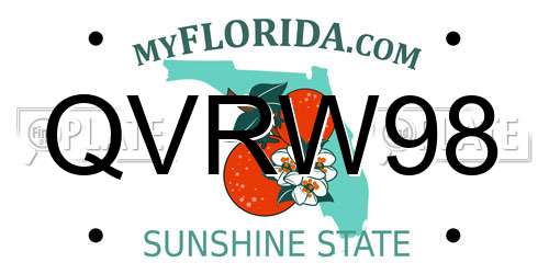 QVRW98 Florida License Plate