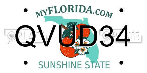 QVUD34 Florida License Plate