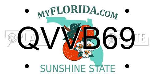 QVVB69 Florida License Plate