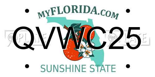 QVWC25 Florida License Plate