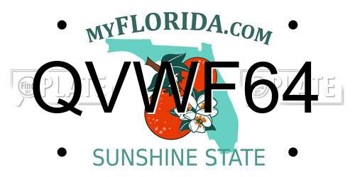 QVWF64 Florida License Plate