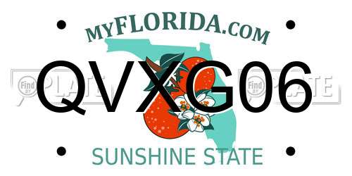 QVXG06 Florida License Plate