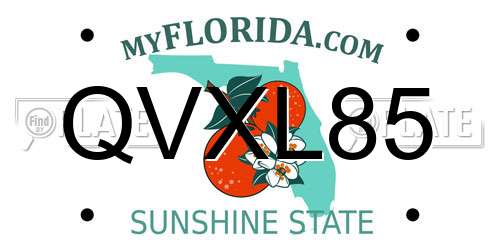QVXL85 Florida License Plate