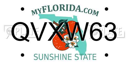 QVXW63 Florida License Plate