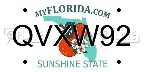 QVXW92 Florida License Plate