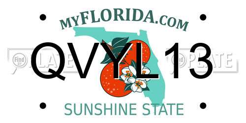 QVYL13 Florida License Plate