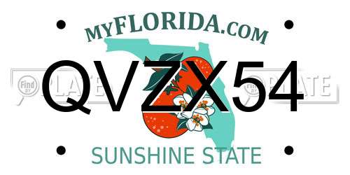 QVZX54 Florida License Plate