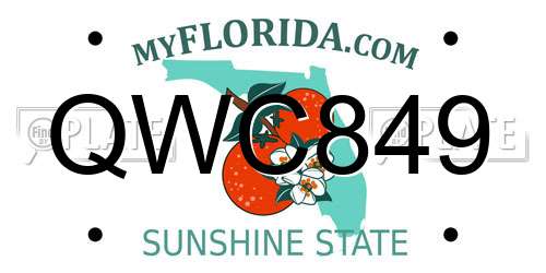 QWC849 Florida License Plate
