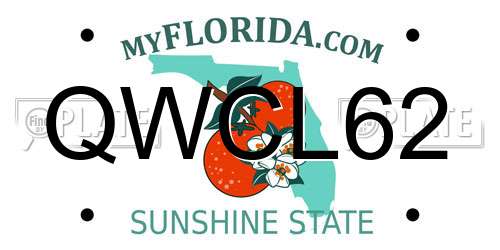 QWCL62 Florida License Plate