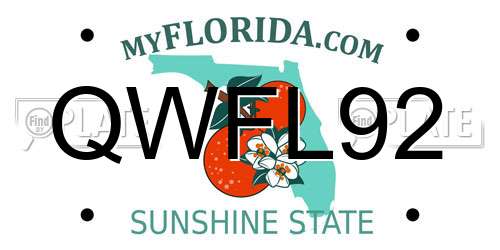 QWFL92 Florida License Plate