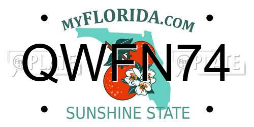 QWFN74 Florida License Plate