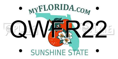 QWFR22 Florida License Plate